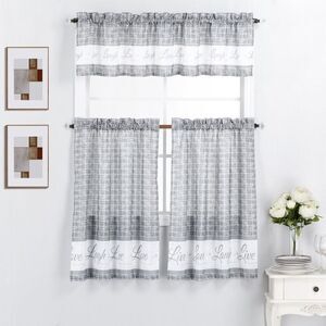 Live Love Laugh 3 Piece Printed Kitchen Window Curtain Valance & Tier Panels Set